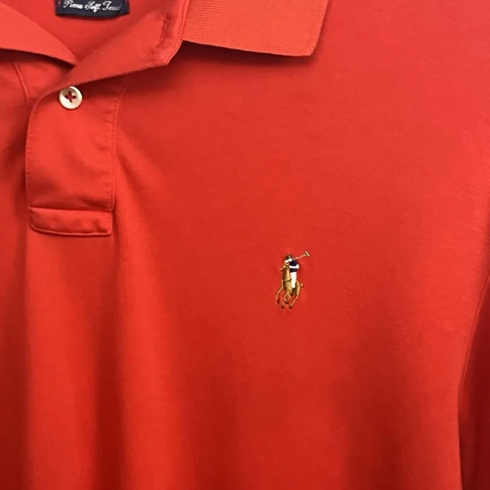 Polo‎ Ralph Lauren Shirt Pima Soft Touch 100% Cotton Logo Red Large Golf Preppy